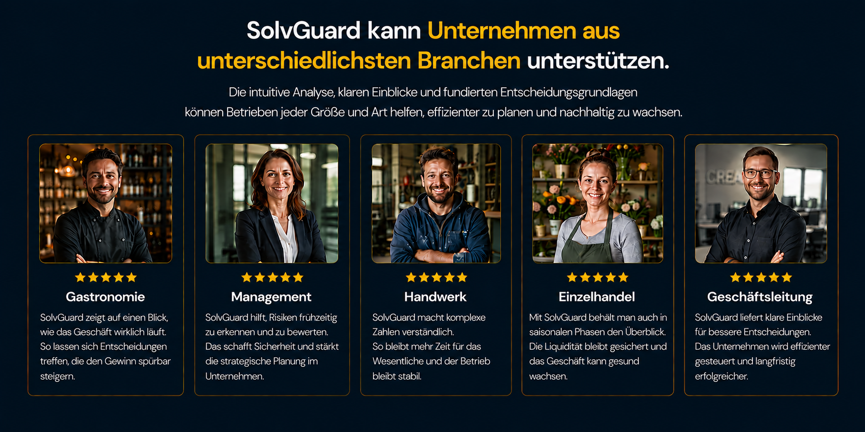 SolvGuard unterstützt Unternehmen aus unterschiedlichen Branchen